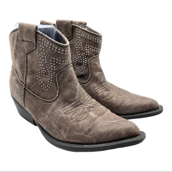 Madden Girl Sanoma Vegan Brown Taupe Short Western Boots Size 6.5 - Picture 6 of 15